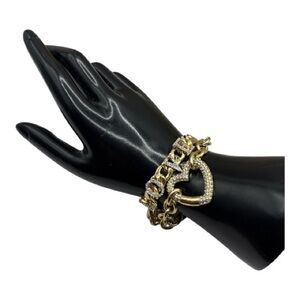 Vintage 80's Rhinestone Chain Statement Bracelet